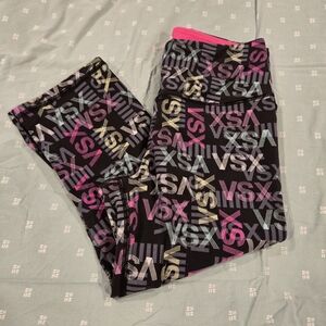 VSX Black and Pink Logo  Crop Leggings
